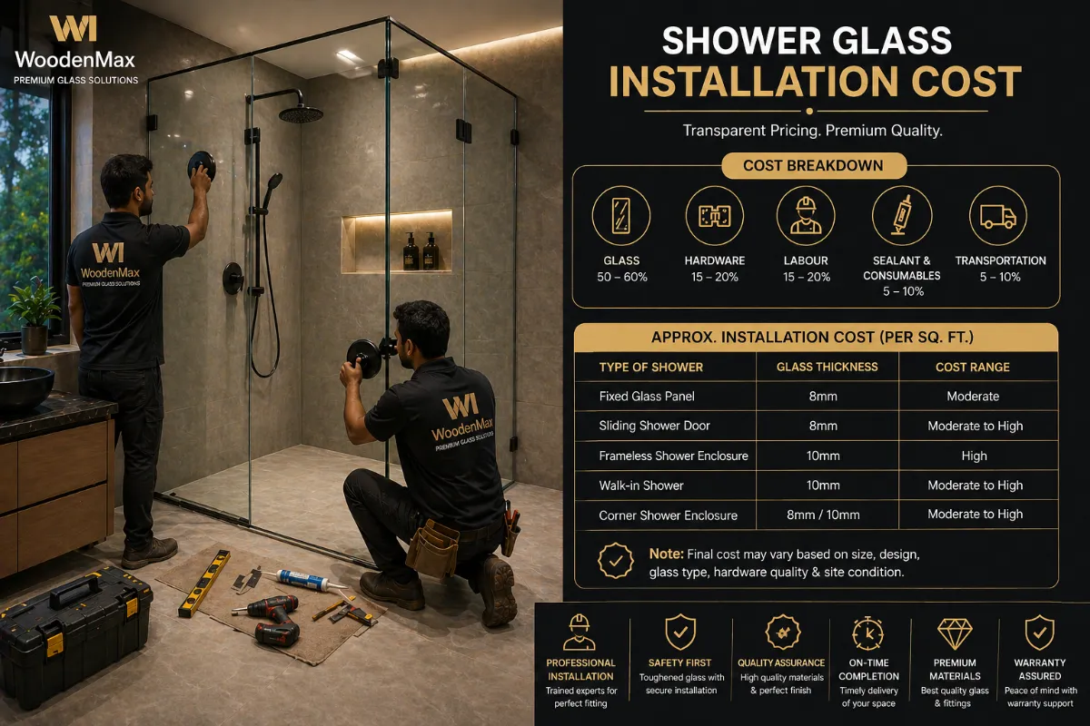 Bathroom shower partition installation labour India