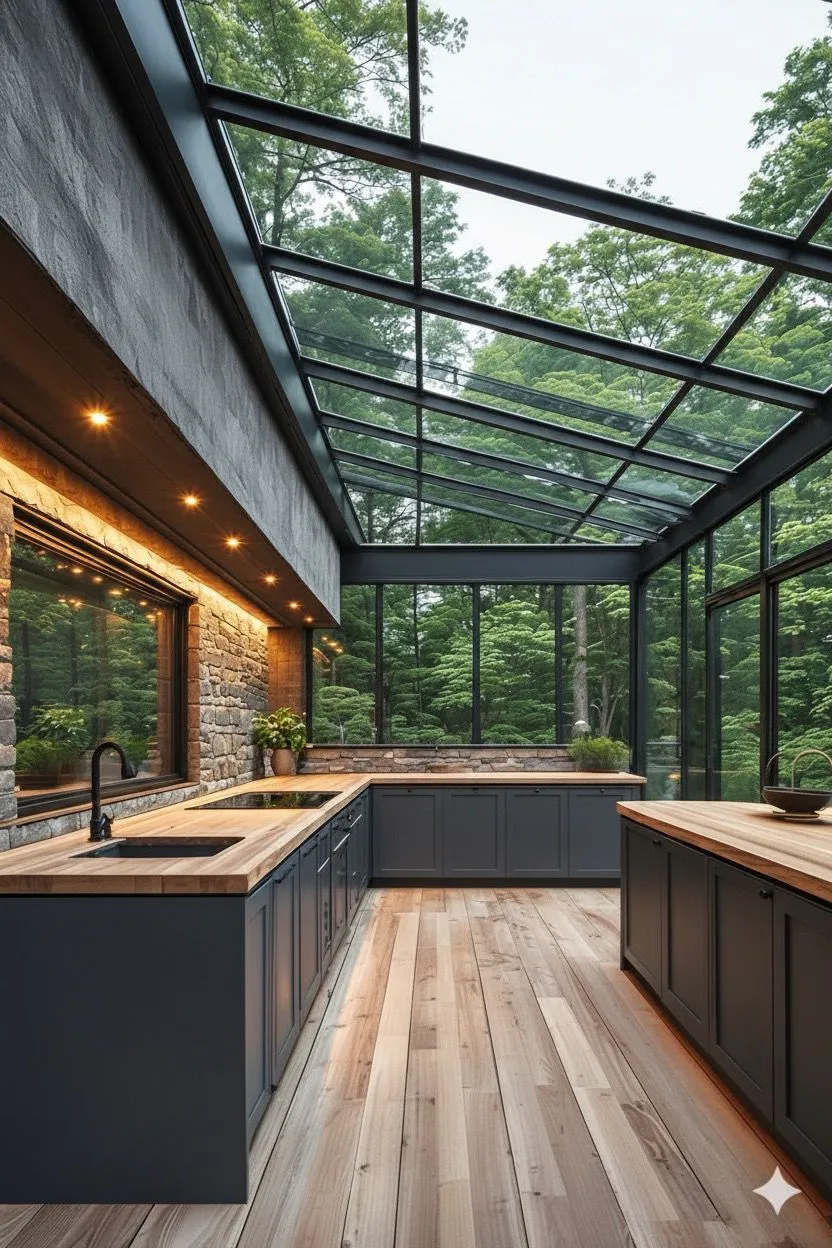 Glass roof aluminium pergola terrace India