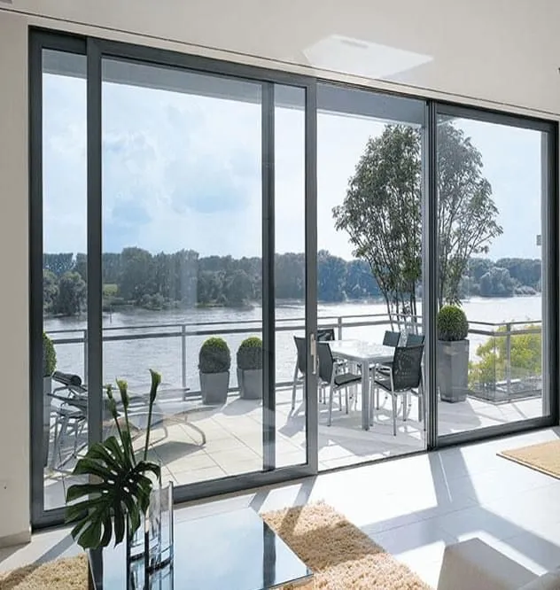 Balcony sliding window with slim interlock