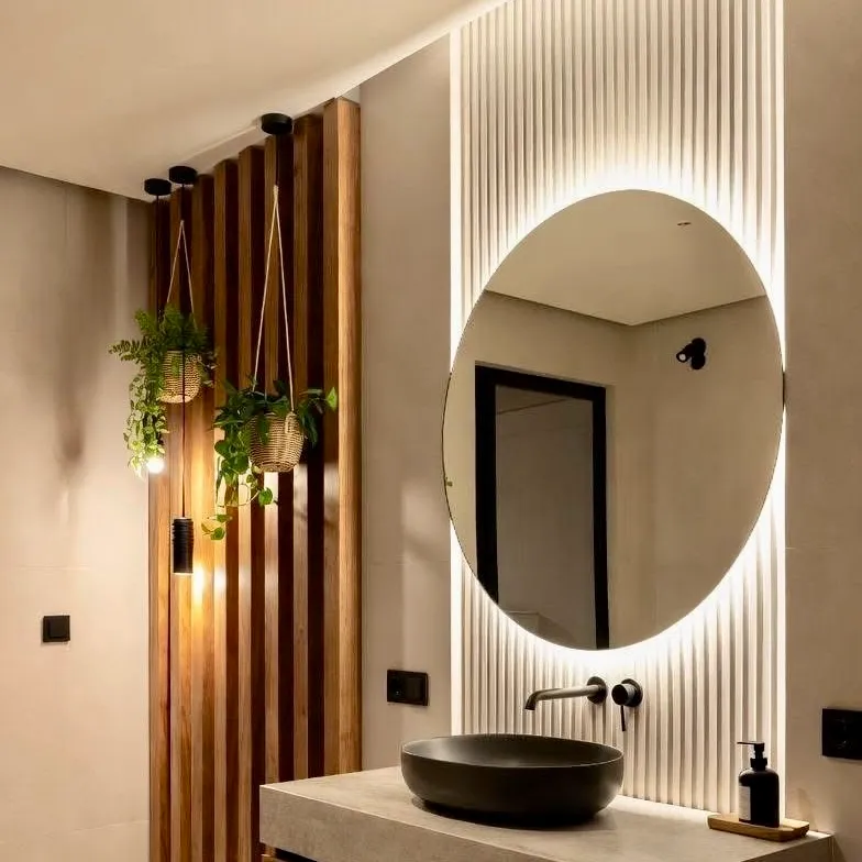 LED mirror profiles touch backlit round