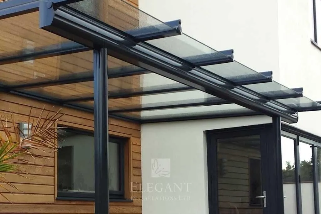 Iron and aluminium entrance canopy parking India