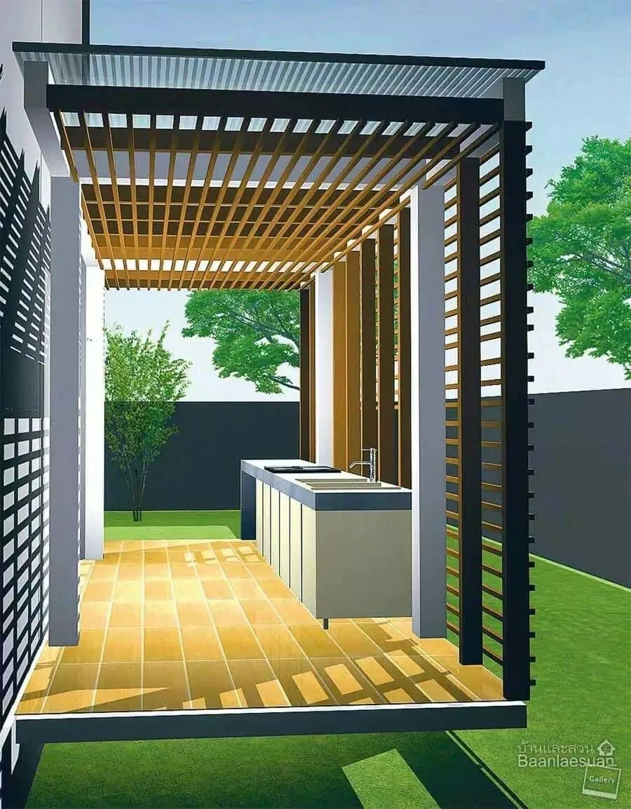 Thumbnail: decorative iron pergola detail