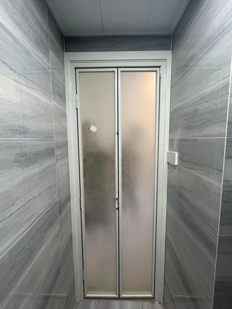 Frosted glass fold and slide bathroom door with 95% opening