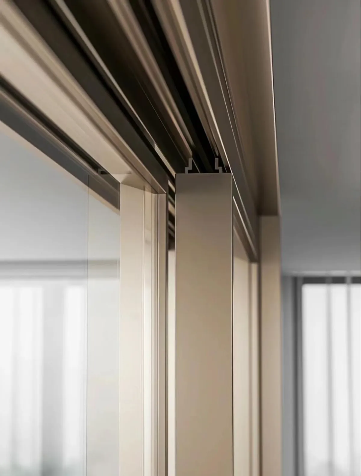 Multi-panel telescopic slim partition door